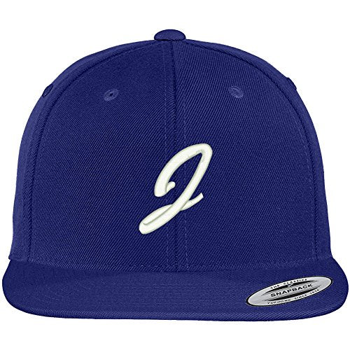 Trendy Apparel Shop Letter J Brushed Script Embroidered Flat Bill Snapback Baseball Cap