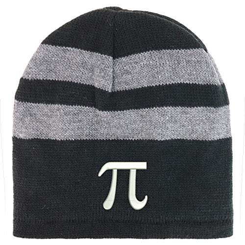 Trendy Apparel Shop Pi Math Symbol Fleece Lined Striped Short Beanie