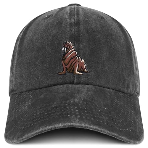 Trendy Apparel Shop Walrus Patch Pigment Dyed Soft Cotton Baseball Cap