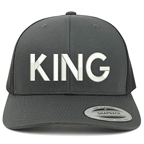 Trendy Apparel Shop Flexfit XXL King Embroidered Retro Trucker Mesh Cap