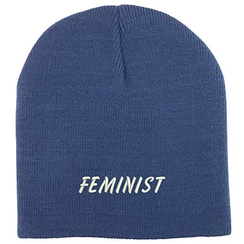 Trendy Apparel Shop Feminist Embroidered Acrylic Winter Knit Skull Short Beanie