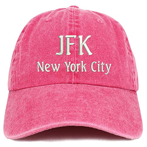 Trendy Apparel Shop JFK New York City Embroidered Pigment Dyed Washed Baseball Cap