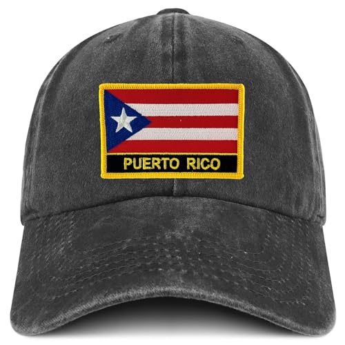 Trendy Apparel Shop Puerto Rico Flag Embroidered Patch Pigment Dyed Washed Baseball Cap