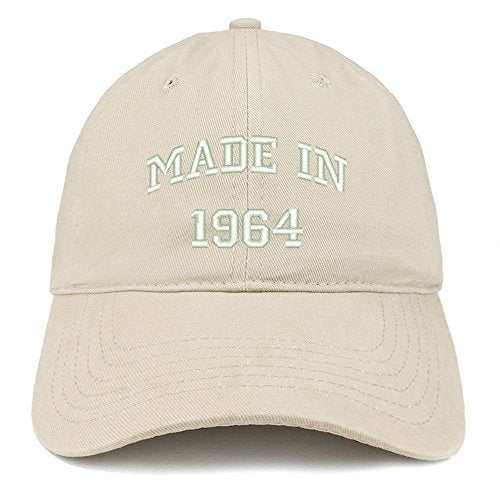 Trendy Apparel Shop Made in 1964 Text Embroidered 57th Birthday Brushed Cotton Cap