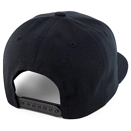 Trendy Apparel Shop 100% Cotton Plain Structured 6 Panels Flatbill Snapback Baseball Cap