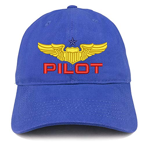 Trendy Apparel Shop Pilot Embroidered Soft Crown 100% Brushed Cotton Cap