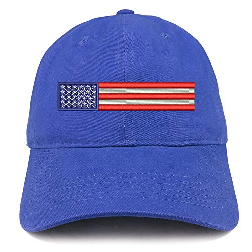 Trendy Apparel Shop USA Flag Embroidered Soft Crown 100% Brushed Cotton Cap