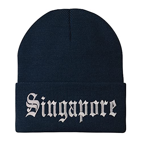 Trendy Apparel Shop Singapore Old English Embroidered Long Cuff Beanie