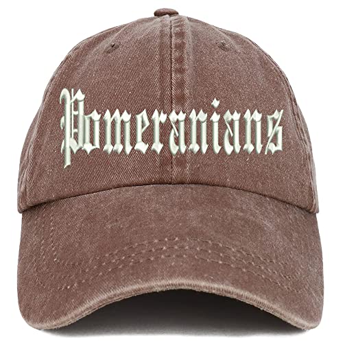 Trendy Apparel Shop Old English Pomeranians Washed Pigment Dyed Baseball Cap