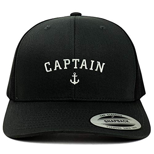 Trendy Apparel Shop Flexfit XXL Captain Anchor Embroidered Retro Trucker Mesh Cap