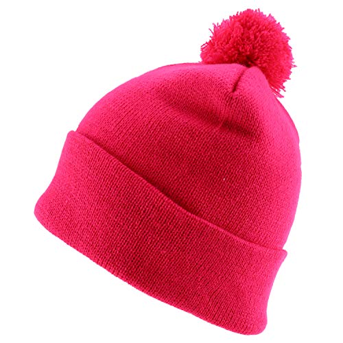 Trendy Apparel Shop Solid Color Knit Pom Pom Cuff Long Beanie Hat