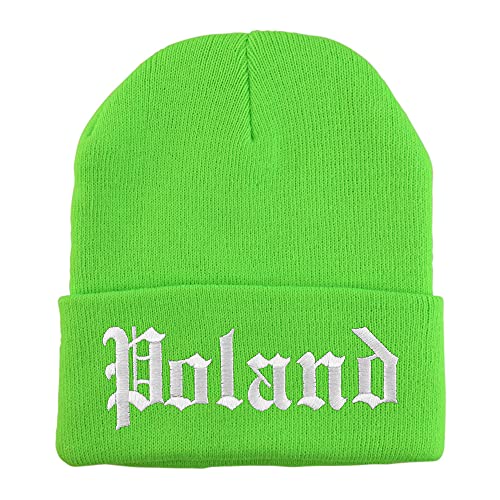 Trendy Apparel Shop Poland Old English Embroidered Long Cuff Beanie