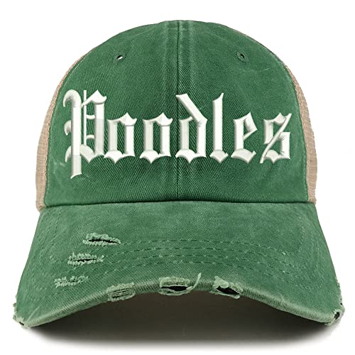 Trendy Apparel Shop Old English Poodles Frayed Bill Trucker Mesh Back Cap