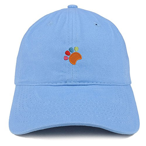 Trendy Apparel Shop Colorful Dog Paw Embroidered Brushed Cotton Dad Hat Ball Cap - Carolina Blue