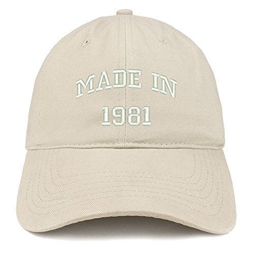 Trendy Apparel Shop Made in 1981 Text Embroidered 40th Birthday Brushed Cotton Cap