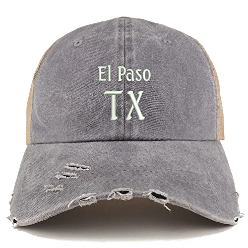 Trendy Apparel Shop El Paso TX Embroidered Frayed Bill Trucker Mesh Back Cap