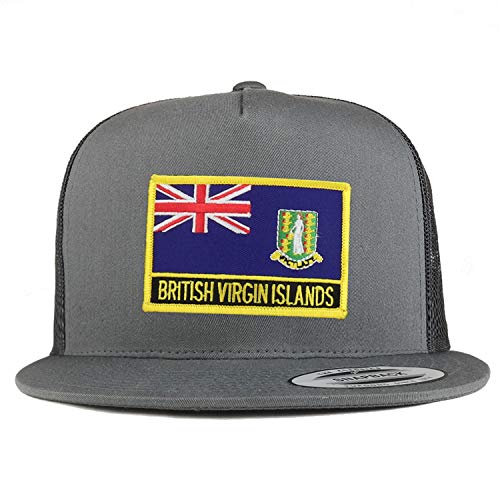 Trendy Apparel Shop Flexfit XXL British Virgin Islands Flag 5 Panel Flatbill Trucker Mesh Cap