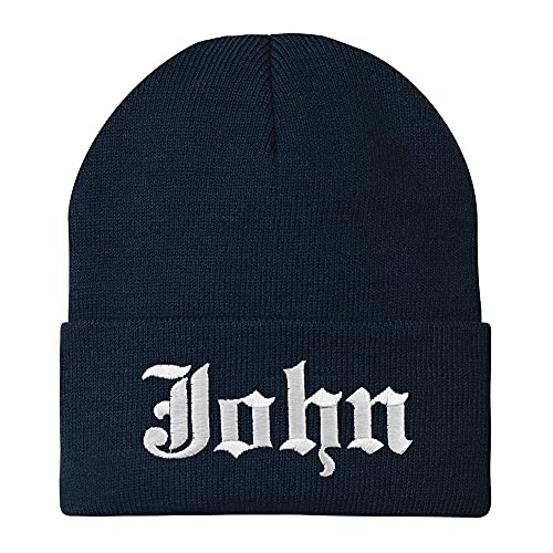 Trendy Apparel Shop John Old English Embroidered Long Cuff Beanie