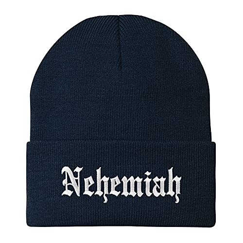 Trendy Apparel Shop Nehemiah Old English Embroidered Long Cuff Beanie