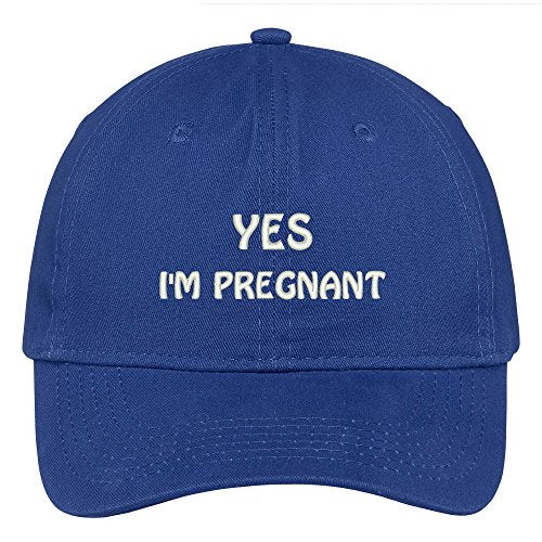 Trendy Apparel Shop Yes I'm Pregnant Embroidered 100% Cotton Adjustable Cap