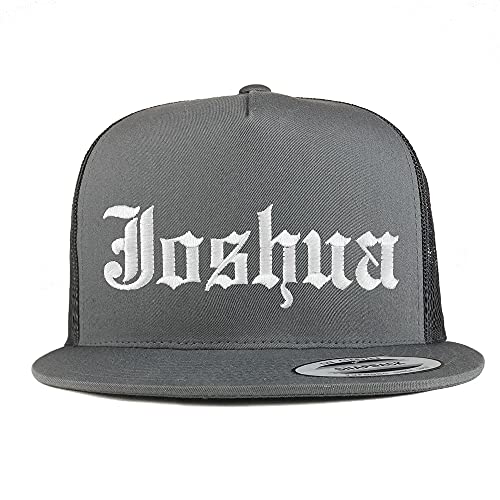 Trendy Apparel Shop Joshua Old English 5 Panel Flatbill Trucker Cap