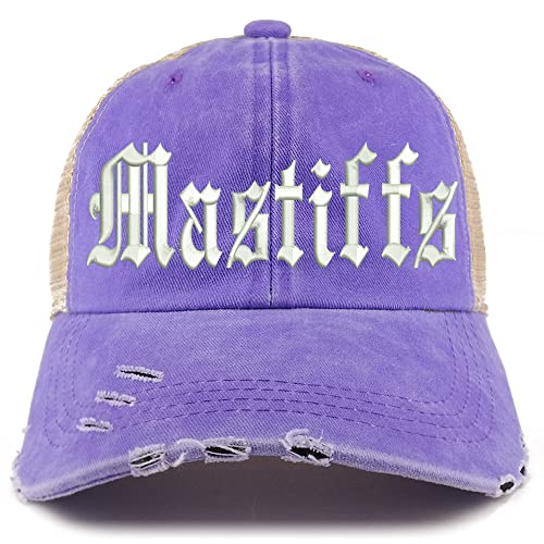 Trendy Apparel Shop Old English Mastiffs Frayed Bill Trucker Mesh Back Cap