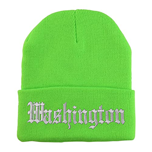 Trendy Apparel Shop Washington Old English Embroidered Long Cuff Beanie