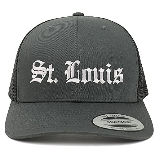Trendy Apparel Shop St Louis Old English 6 Panel Trucker Retro Mesh Cap