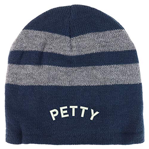 Trendy Apparel Shop Petty Embroidered Fleece Lined Striped Short Beanie