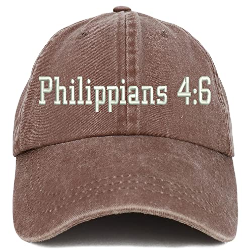 Trendy Apparel Shop Philippians 4:6 Washed Pigment Dyed Baseball Cap