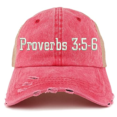 Trendy Apparel Shop Proverbs 3:5-6 Frayed Bill Trucker Mesh Back Cap
