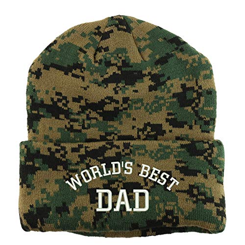 Trendy Apparel Shop World's Best Dad Cotton Embroidered Long Cuff Beanie
