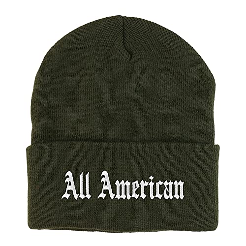 Trendy Apparel Shop All American Old English Embroidered Long Cuff Beanie