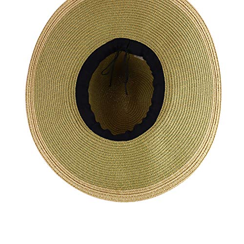 Trendy Apparel Shop Women's UPF 50+ Paper Braid Tweed Flat Brim Sun Hat