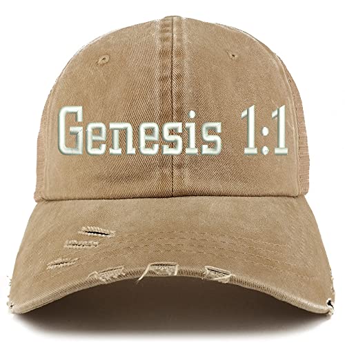 Trendy Apparel Shop Genesis 1:1 Frayed Bill Trucker Mesh Back Cap