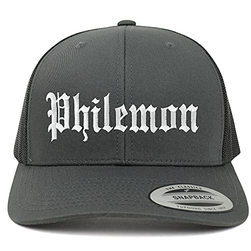 Trendy Apparel Shop Philemon Old English 6 Panel Trucker Mesh Cap
