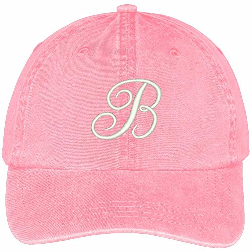 Trendy Apparel Shop Letter B Script Monogram Font Embroidered Washed Cotton Cap