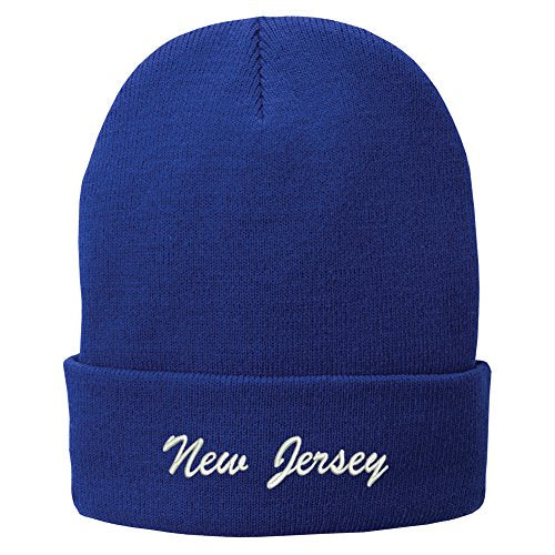 Trendy Apparel Shop New Jersey Embroidered Winter Folded Long Beanie