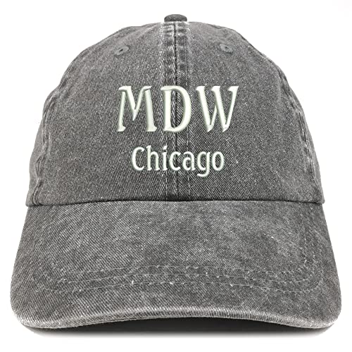 Trendy Apparel Shop MDW Chicago Embroidered Pigment Dyed Washed Baseball Cap
