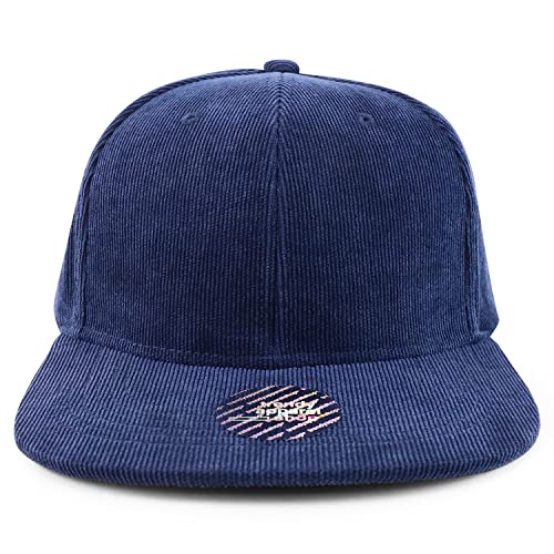 Trendy Apparel Shop Oversized XXL Structured Corduroy Flatbill Snapback Baseball Cap