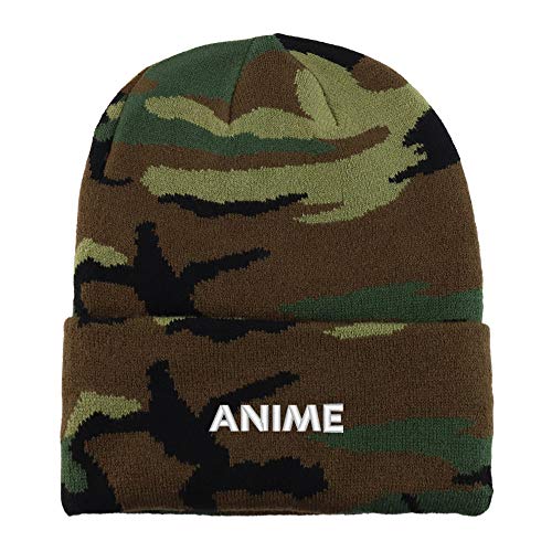 Trendy Apparel Shop Anime Embroidered Made in USA Camo Beanie