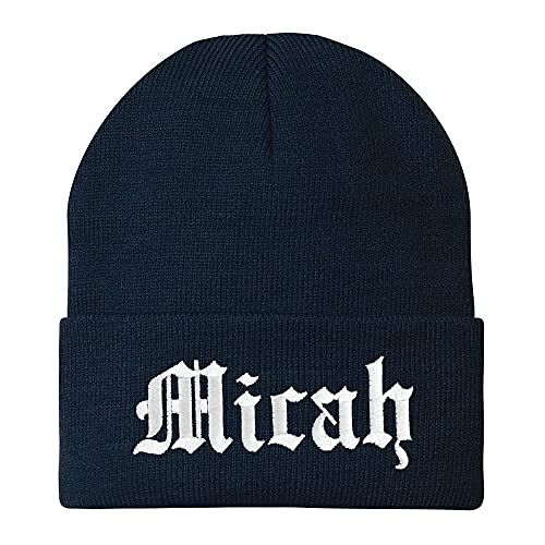 Trendy Apparel Shop Micah Old English Embroidered Long Cuff Beanie