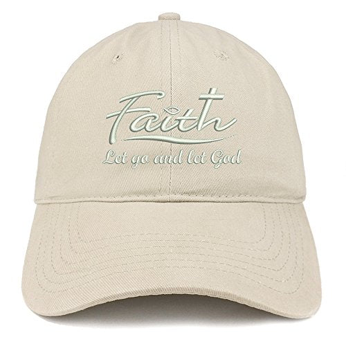 Trendy Apparel Shop Let Go and Let God Embroidered Brushed Cotton Dad Hat Ball Cap - Stone