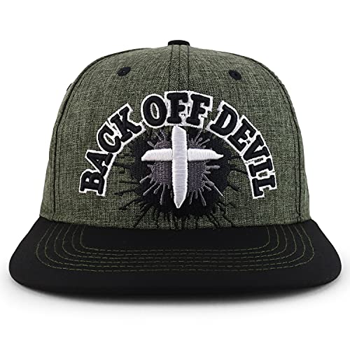 Trendy Apparel Shop Cross Back Off Devil Embroidered Snapback Baseball Cap