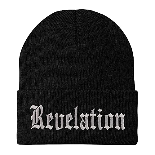 Trendy Apparel Shop Revelations Old English Embroidered Long Cuff Beanie