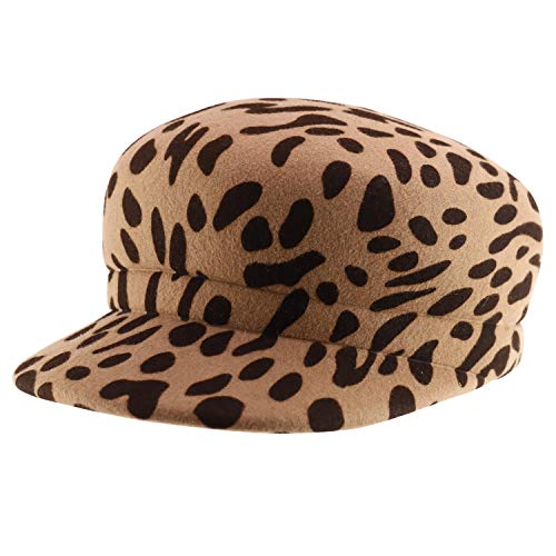 Trendy Apparel Shop Leopard Animal Printed Wool Felt Cadet Cabbie Newsboy Cap