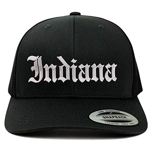 Trendy Apparel Shop Indiana State Old English 6 Panel Trucker Mesh Cap