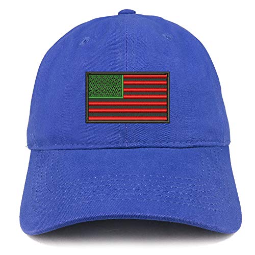 Trendy Apparel Shop American Flag Green RED Black Embroidered Soft Crown 100% Brushed Cotton Cap