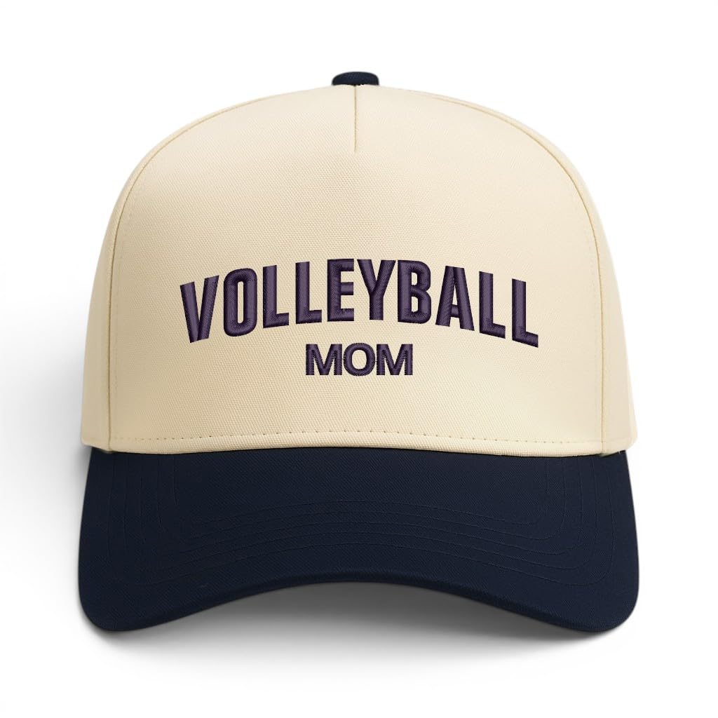 Trendy Apparel Shop Volleyball Mom and Dad Embroidered 5 Panel Two Tone Vintage Ball Cap