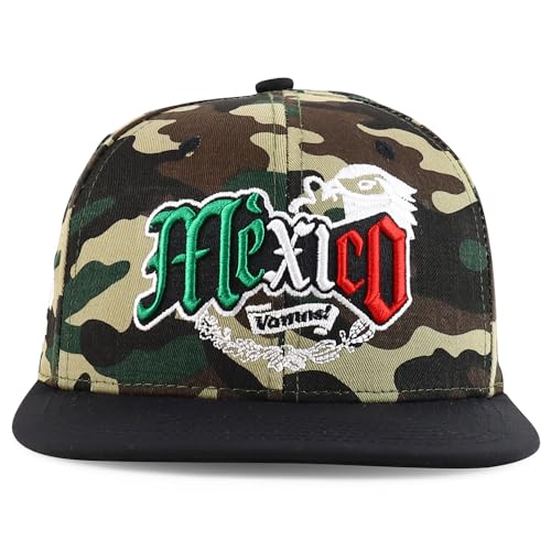 Trendy Apparel Shop 3D Mexico Embroidered Structured Flat Bill Snapback Cap